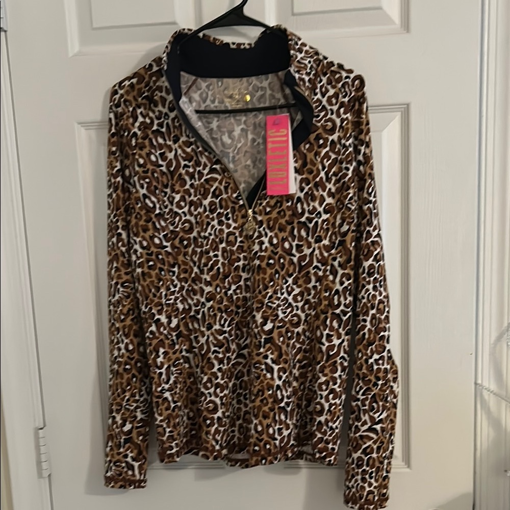Lilly Pulitzer Brown Leopard Print Button Down Shirt